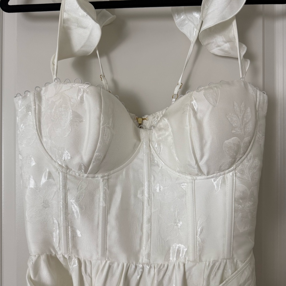 V. Chapman Vera Bustier Midi Dress in White Baroque Floral - Picture 7 of 12
